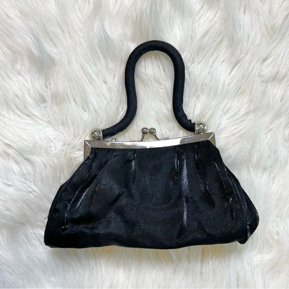 Vintage Handbags - Vintage Elegant Black Sparkly Evening Formal Prom Bag Purse